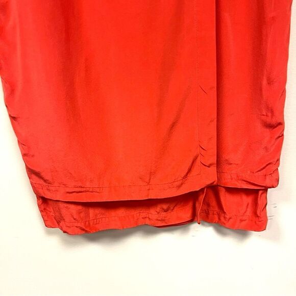 Silk straight orange vintage skirt. - Picture 3 of 8